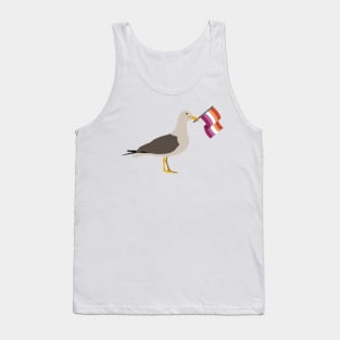 Seagull Holding Lesbian Pride Flag Tank Top